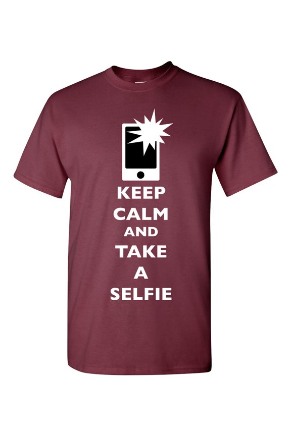 Keep Calm And Take A Selfie Flash Phone Camera Picture Funny DT Adult T-Shirt Tee