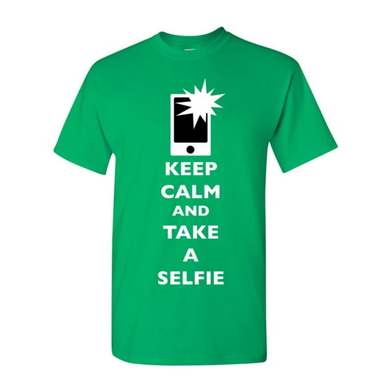 Keep Calm And Take A Selfie Flash Phone Camera Picture Funny DT Adult T-Shirt Tee