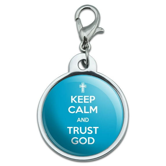 Keep Calm And Trust God Christian Small Metal ID Pet Dog Tag