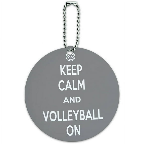 Keep Calm And Volleyball On Sports Round Luggage ID Tag Card for Suitcase or Carry-On