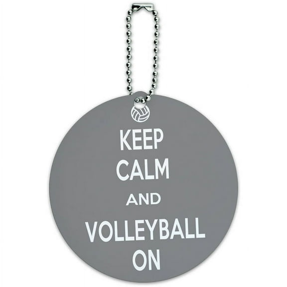 Keep Calm And Volleyball On Sports Round Luggage ID Tag Card for Suitcase or Carry-On
