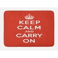 thumbnail image 1 of Keep Calm Bath Mat, Bicolour Composition Carry on Text Royal UK Crown Calligraphic Image, Plush Bathroom Decor Mat with Non Slip Backing, 29.5" X 17.5", Red White, by Ambesonne, 1 of 2