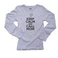 thumbnail image 1 of Keep Calm & Call Mom - College Funny Phone Women's Long Sleeve Grey T-Shirt, 1 of 2