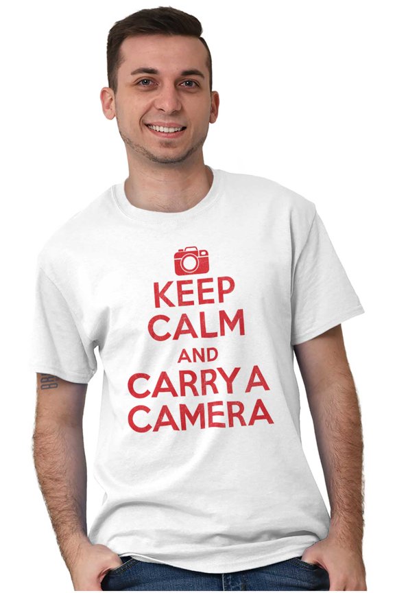 Keep Calm Carry A Camera Photographer Men's Graphic T Shirt Tees Brisco Brands L