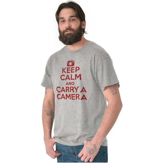 Keep Calm Carry A Camera Photographer Men's Graphic T Shirt Tees Brisco Brands X