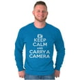 thumbnail image 1 of Keep Calm Carry A Camera Photographer Plus Size Long Sleeve Graphic Tee Shirt Brisco Brands 4X, 1 of 4