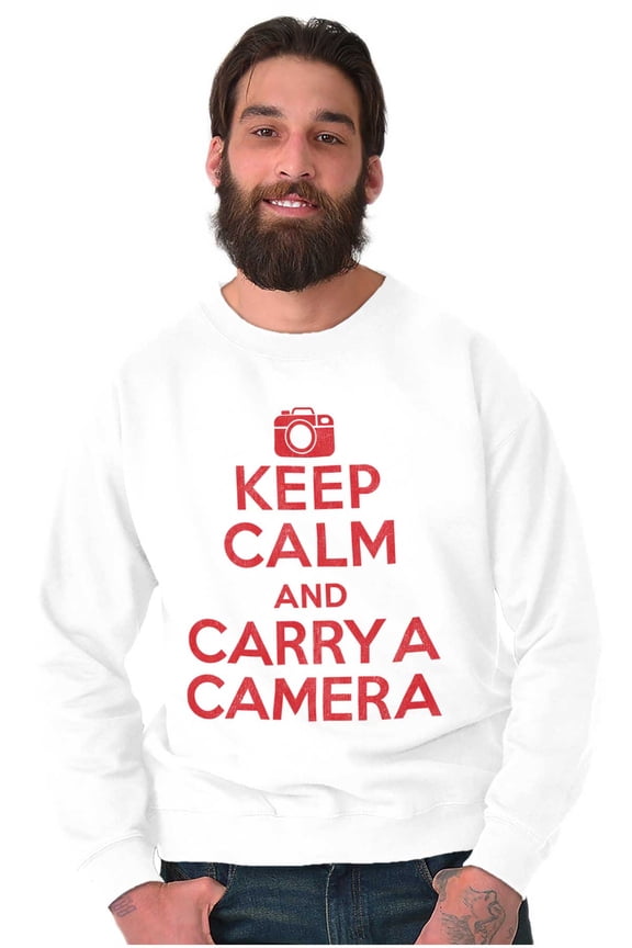 Keep Calm Carry A Camera Photographer Unisex Plus Fleece Graphic Sweatshirt Brisco Brands 3X