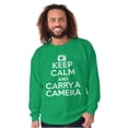 thumbnail image 1 of Keep Calm Carry A Camera Photographer Unisex Plus Fleece Graphic Sweatshirt Brisco Brands 4X, 1 of 5