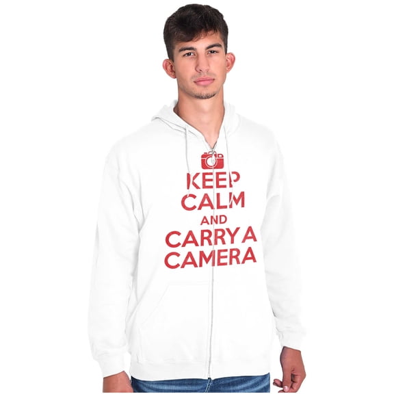 Keep Calm Carry A Camera Photographer Zip Up Hoodie Men's Women's Brisco Brands M