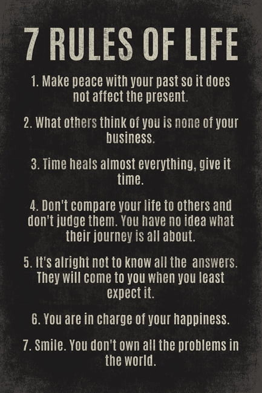7 Rules of Life Motivational Quote Poster 12" x 18"