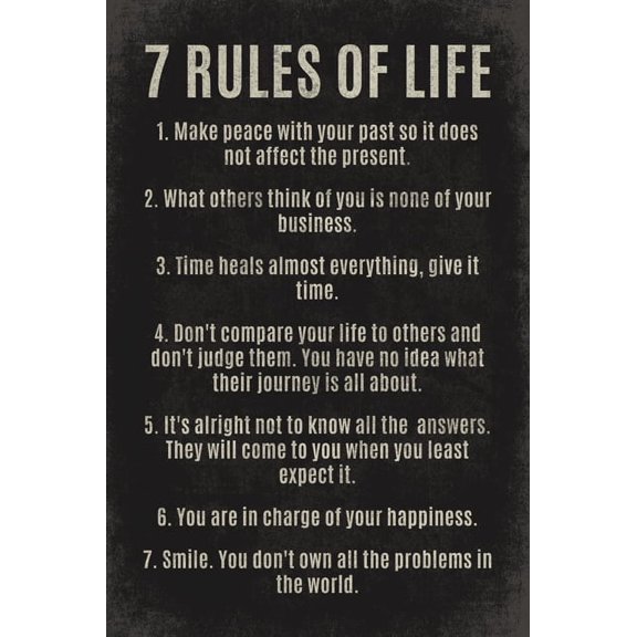 Keep Calm Collection 7 Rules of Life Motivational Print 12" x 18" Poster
