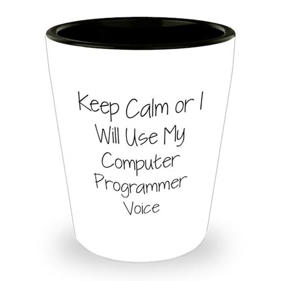 Keep Calm Computer Programmer Gifts - Funny Shot Glass for Birthday - Ceramic, Microwave & Dishwasher Safe