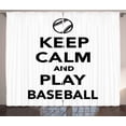 thumbnail image 1 of Ambesonne Keep Calm Curtains 2 Panel Set, Play Baseball Theme, 108" x 84", Black White, 1 of 3