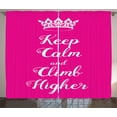 thumbnail image 1 of Keep Calm Curtains 2 Panels Set, Simplistic Design Feminine Image with Climb Higher Quote and Queen Crown, Window Drapes for Living Room Bedroom, 108"W X 90"L,Magenta and White, by Ambesonne, 1 of 3