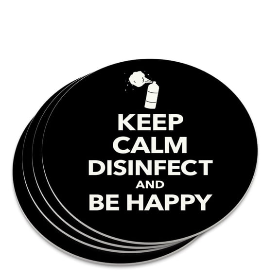 Keep Calm Disinfect and Be Happy Novelty Coaster Set