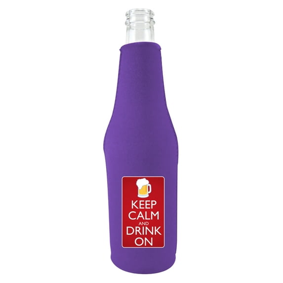 Keep Calm Drink On Bottle Coolie Purple