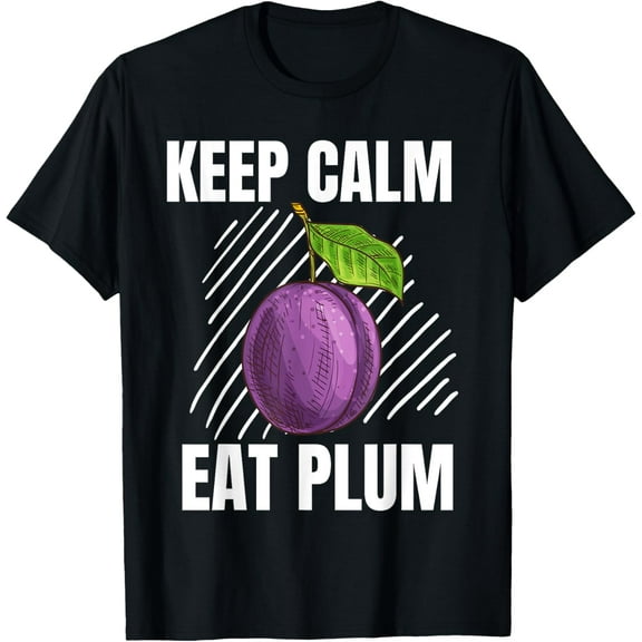 Keep Calm Eat Plum Vintage Grunge Plum Fruit Lover T-ShirtPure cotton short-sleeved shirts for both men and women