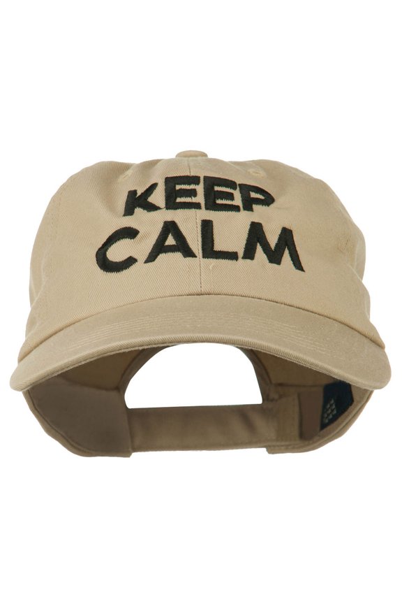 Keep Calm Embroidered Low Profile Washed Cap - Khaki OSFM