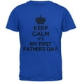 thumbnail image 1 of Keep Calm First Father's Day Royal Adult T-Shirt - Small, 1 of 1