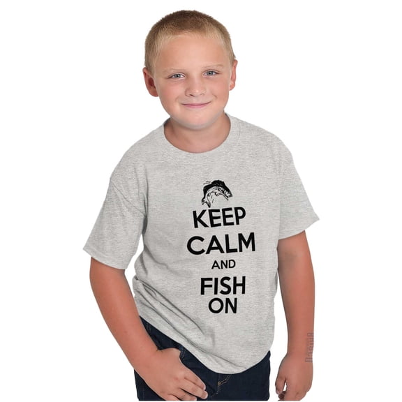 Keep Calm Fish On Fishing Enthusiast Boys Kids T Shirt Tees Tops Teen Brisco Brands X