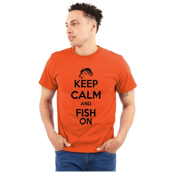 Keep Calm Fish On Fishing Enthusiast Men's Big & Tall Crewneck Graphic Tee Brisco Brands 2X