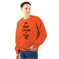 thumbnail image 1 of Keep Calm Fish On Fishing Enthusiast Men's Big & Tall Crewneck Sweatshirt Brisco Brands 2X, 1 of 5