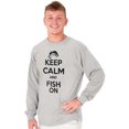 thumbnail image 1 of Keep Calm Fish On Fishing Enthusiast Men's Big & Tall Long Sleeve Graphic Tee Brisco Brands 2X, 1 of 5
