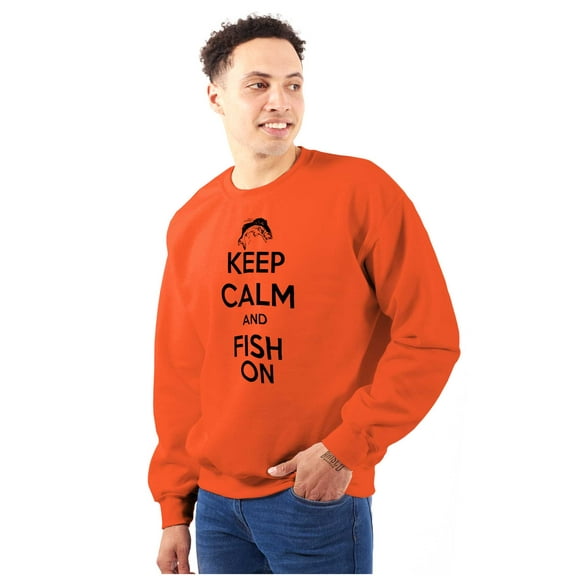 Keep Calm Fish On Fishing Enthusiast Men's Crewneck Sweatshirt Brisco Brands M