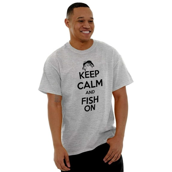 Keep Calm Fish On Fishing Enthusiast Men's Graphic T Shirt Tees Brisco Brands M