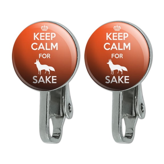 Keep Calm For Fox Sake Funny Novelty Clip-On Stud Earrings