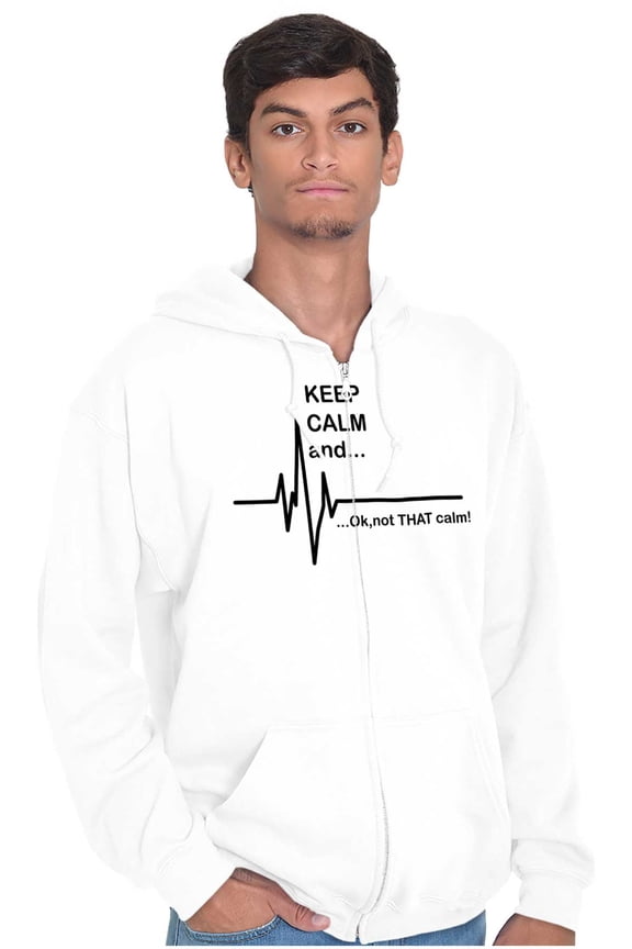 Keep Calm Funny EMT Humor Unisex Fleece Graphic Zip Up Hoodie Brisco Brands 4X