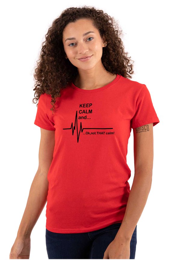 Keep Calm Funny EMT Humor Womens Fitted Plus Size Graphic Tee Brisco Brands 2X
