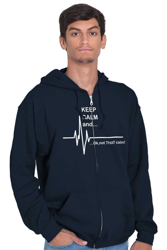 Keep Calm Funny EMT Humor Unisex Plus Size Zip Hoodie Brisco Brands 2X