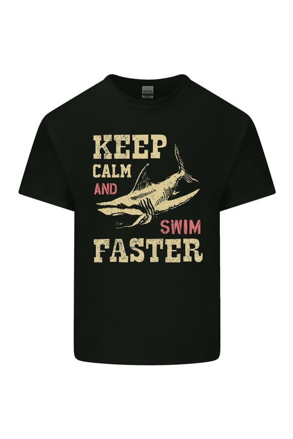 Keep Calm Funny Scuba Diving Shark Diver Swim Mens Cotton T-Shirt Tee Top