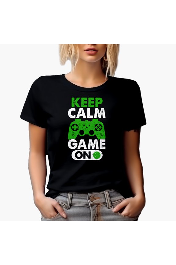 Keep Calm, Game On, Black T-Shirt, Medium