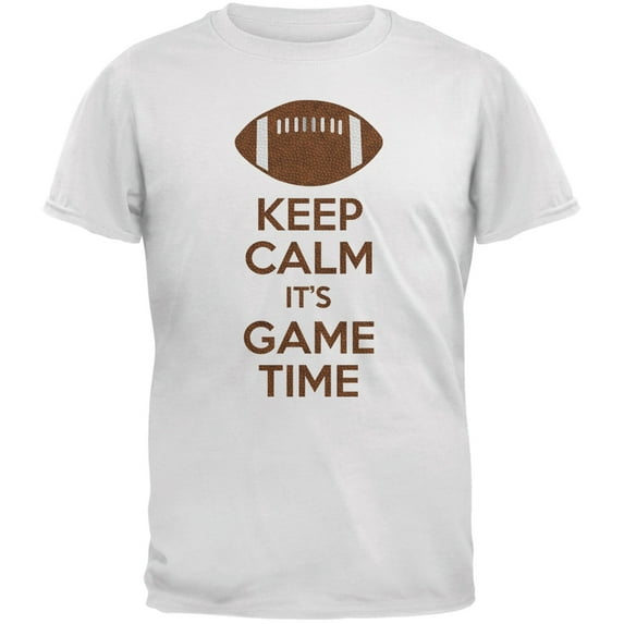 Keep Calm Game Time Football White Adult T-Shirt - Medium
