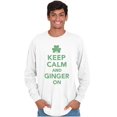 thumbnail image 1 of Keep Calm Ginger On St Pattys Humor Plus Size Long Sleeve Graphic Tee Shirt Brisco Brands 2X, 1 of 5