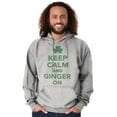 thumbnail image 1 of Keep Calm Ginger On St Pattys Humor Unisex Plus Fleece Graphic Hoodie Brisco Brands 3X, 1 of 3