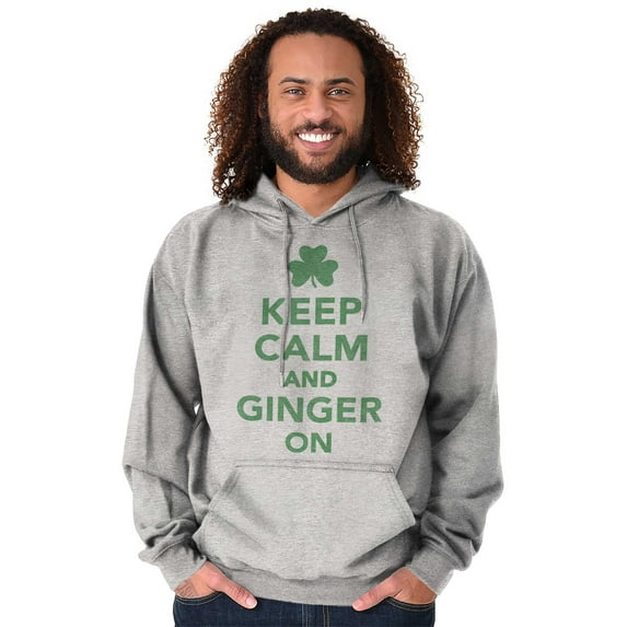Keep Calm Ginger On St Pattys Humor Unisex Plus Fleece Graphic Hoodie Brisco Brands 3X