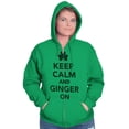 thumbnail image 1 of Keep Calm Ginger On St Pattys Humor Zip Up Hoodie Men's Women's Brisco Brands L, 1 of 6