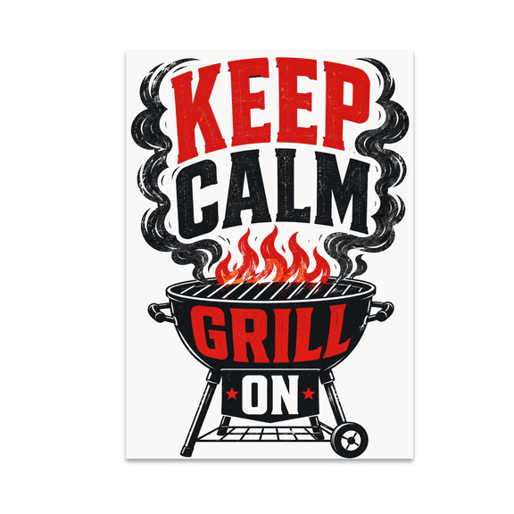 Keep Calm Grill On Poster - BBQ Enthusiast - 13x19 Poster Print
