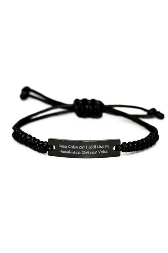 Keep Calm or I Will Use My. Black Rope Bracelet, Ambulance driver Present From Friends, Funny Engraved Bracelet For Coworkers, Birthday present, Gift ideas, Unique gifts, Personalized gifts, Handmade