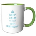 thumbnail image 1 of 3drose, Keep Calm Its Your 16th Birthday - Blue and White - Fun Stay Calm About Turning Sixteen - Humor, 15oz Two-tone Green Mug, 1 of 6
