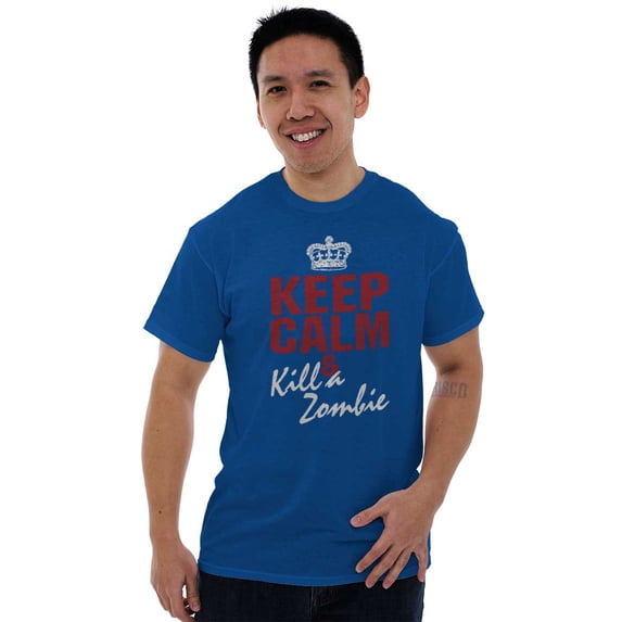 Keep Calm Kill Zombie Classic TV Show Men's Graphic T Shirt Tees Brisco Brands M