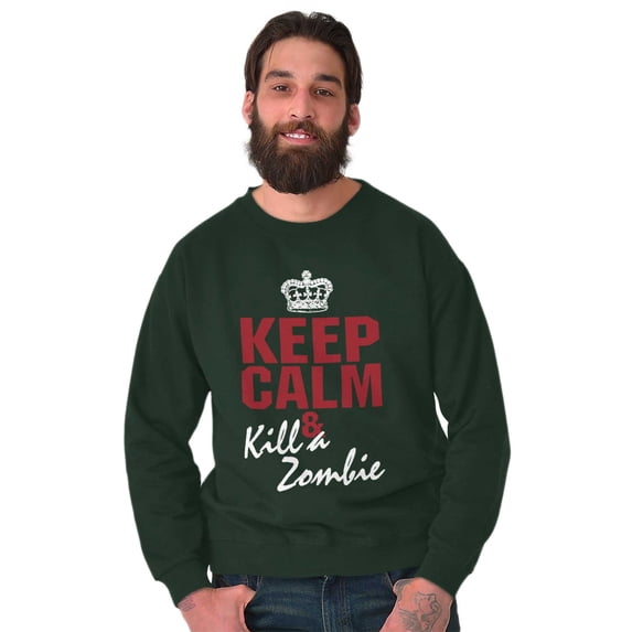 Keep Calm Kill Zombie Classic TV Show Sweatshirt for Men or Women Brisco Brands M