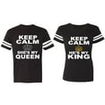 thumbnail image 1 of Keep Calm King Queen Matching Couple Cotton Jerseys (Men Black / Women Black) (Men S / Women S), 1 of 3
