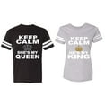 thumbnail image 1 of Keep Calm King Queen Matching Couple Cotton Jerseys (Men Black / Women Heather) (Men XL / Women XXL), 1 of 3