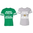 thumbnail image 1 of Keep Calm King Queen Matching Couple Cotton Jerseys (Men Green / Women Heather) (Men S / Women XL), 1 of 3