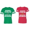 thumbnail image 1 of Keep Calm King Queen Matching Couple Cotton Jerseys (Men Green / Women Red) (Men XXL / Women XL), 1 of 3