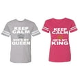 thumbnail image 1 of Keep Calm King Queen Matching Couple Cotton Jerseys (Men Heather / Women Pink) (Men XXL / Women L), 1 of 3